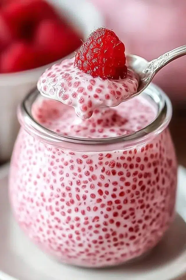 Raspberry Chia Pudding Sweetened with Maple Syrup