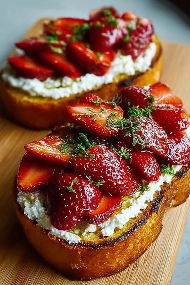 Roasted Strawberry Whipped Ricotta Toast