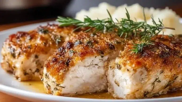 Slow Cooker Chicken Breast garnished with herbs and spices