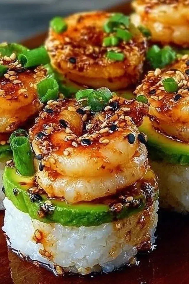 Spicy Shrimp Sushi Stacks