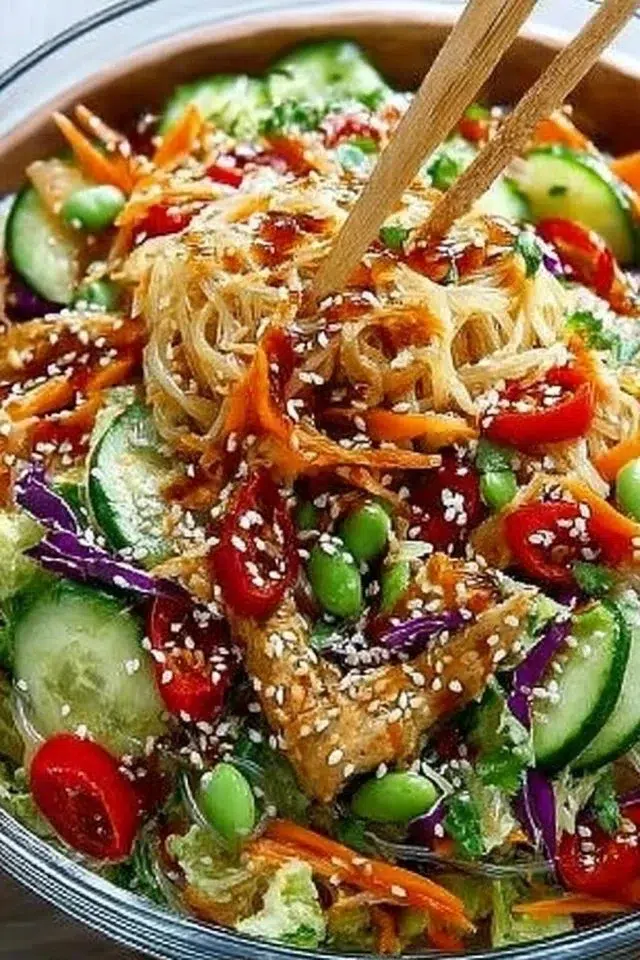 Spring Roll Salad with Spicy Ginger Dressing