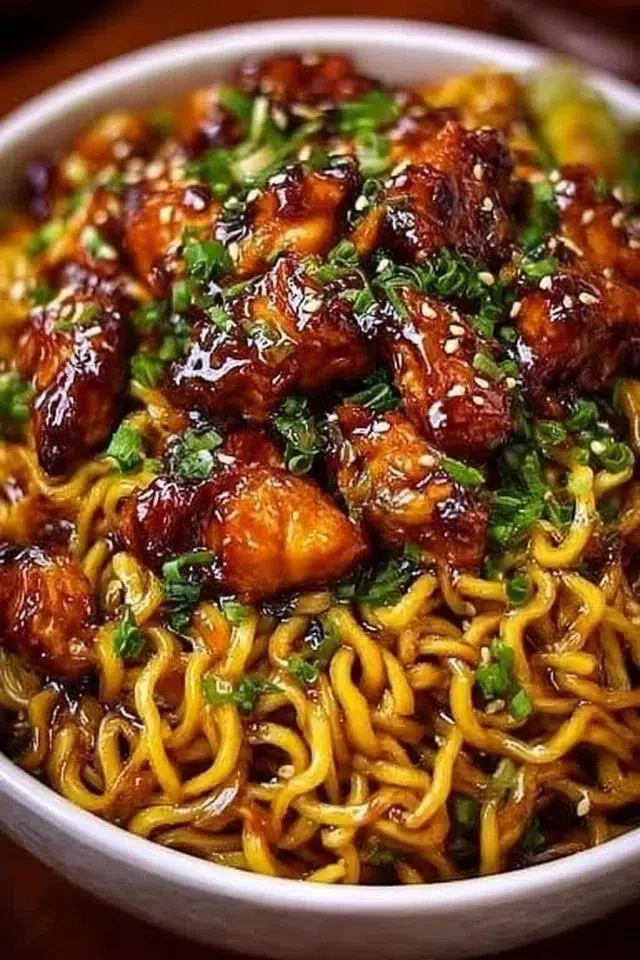 Sticky Garlic Chicken Noodles