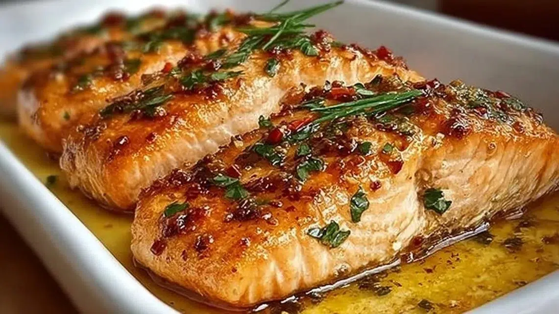 Delicious Texas Roadhouse-inspired baked salmon served with colorful vegetables