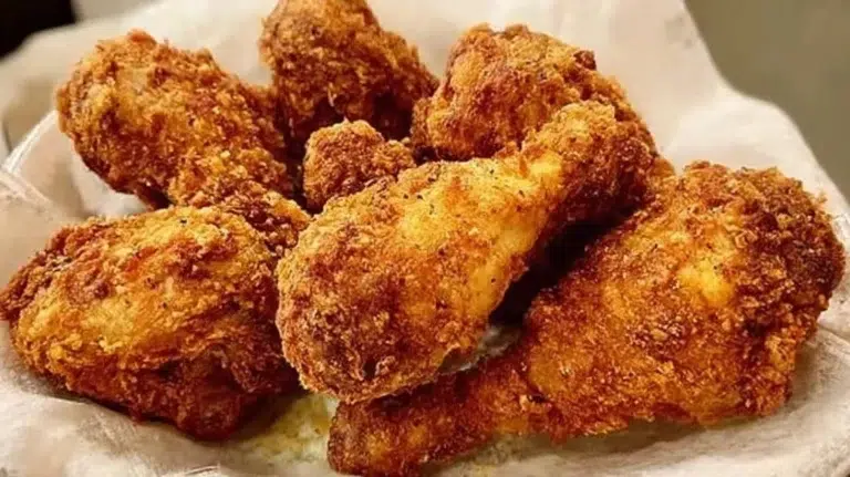 Delicious plate of crispy fried chicken with sides and sauce