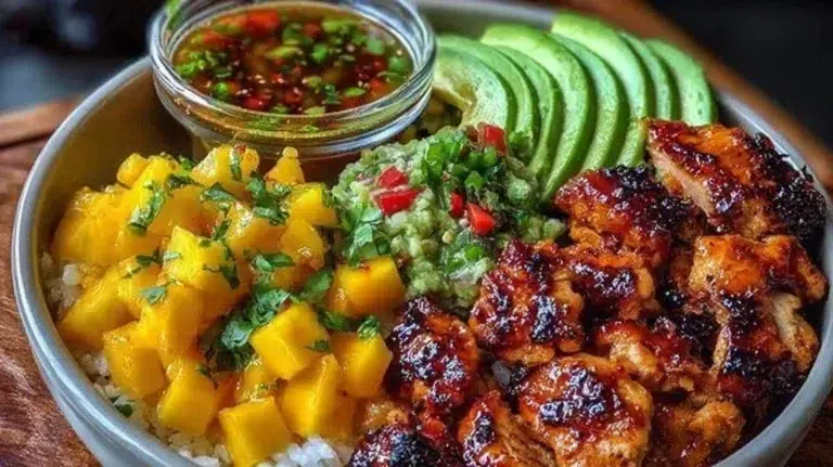 Quick 25-minute BBQ Chicken Mango Bowl with vibrant ingredients