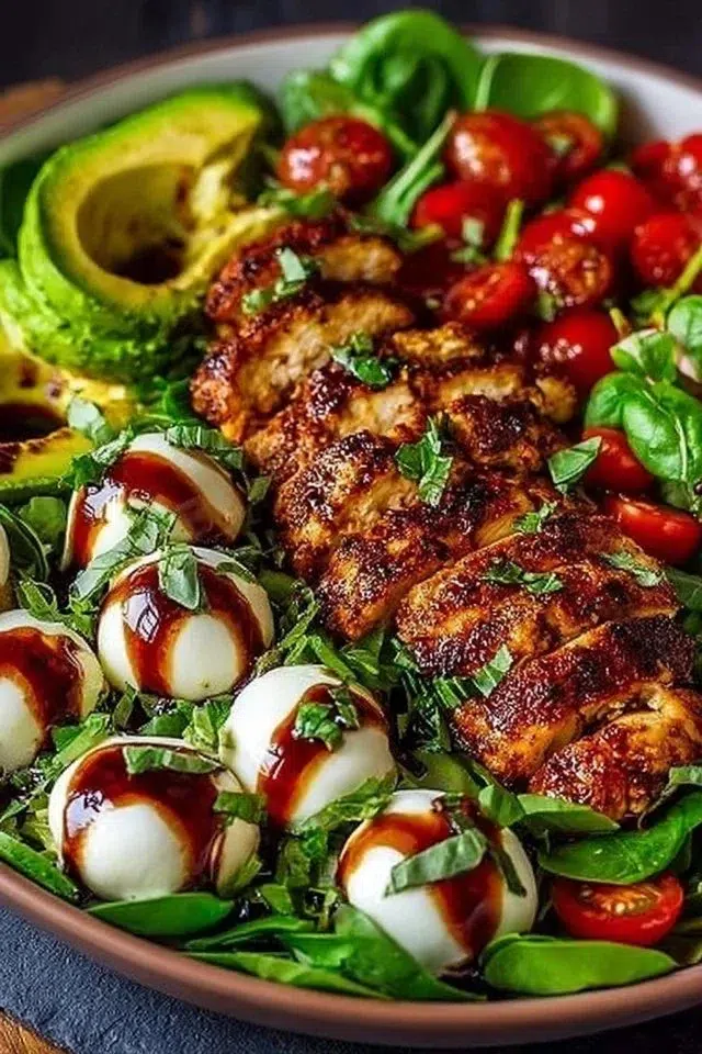 Baked Marinated Chicken Salad with Mozzarella and Balsamic Vinaigrette