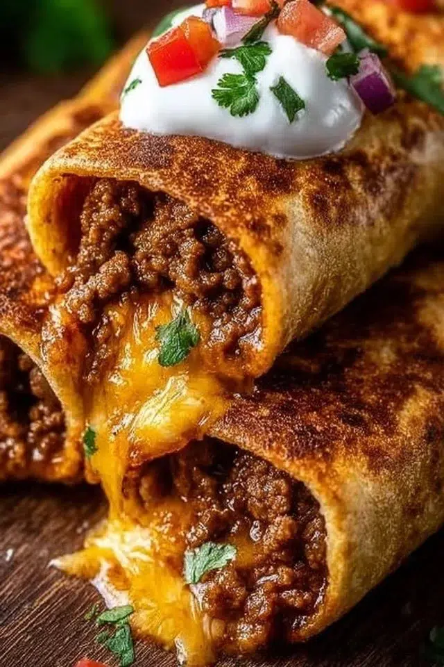 Beef and Cheese Chimichangas