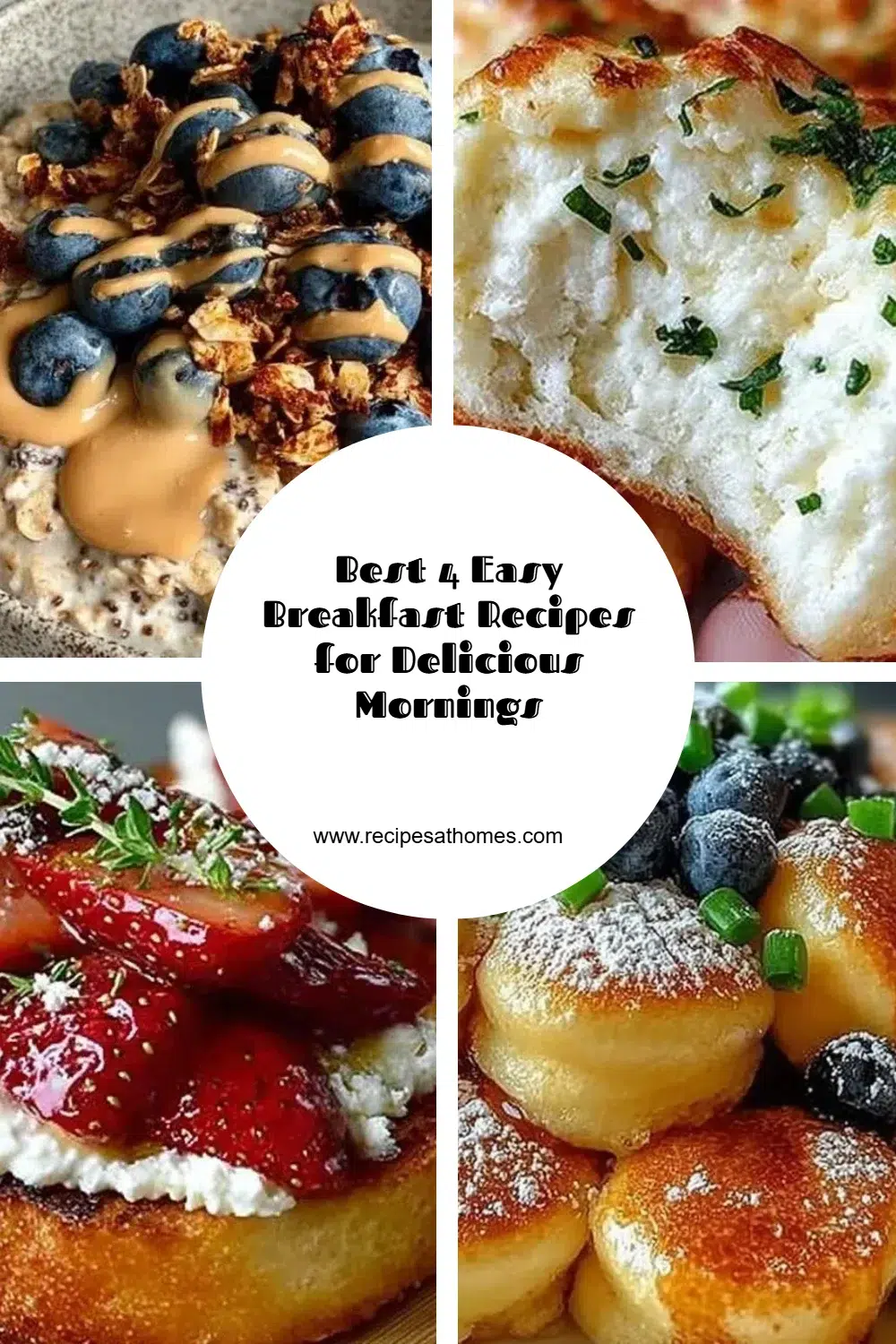 Four easy breakfast recipes for delicious mornings, including healthy options.