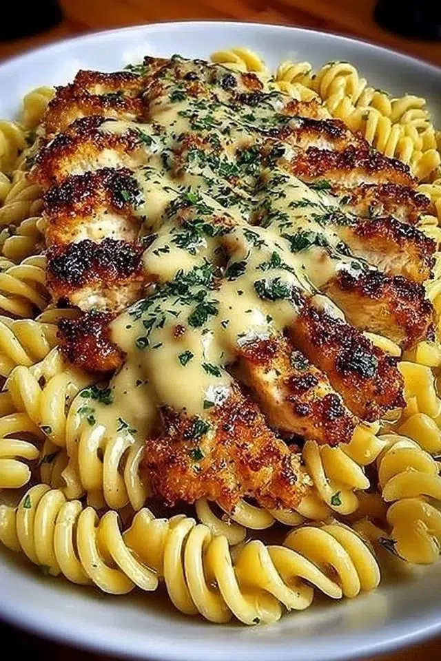 Cheesy Rotini with Garlic Parmesan Chicken