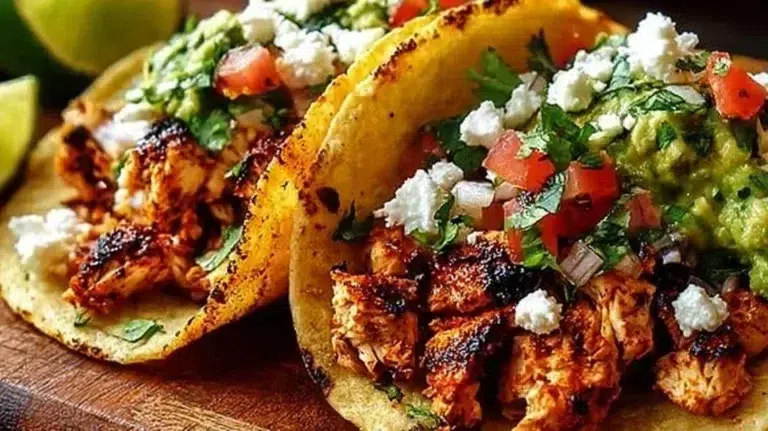 Delicious Chicken Street Tacos with fresh toppings and vibrant flavors