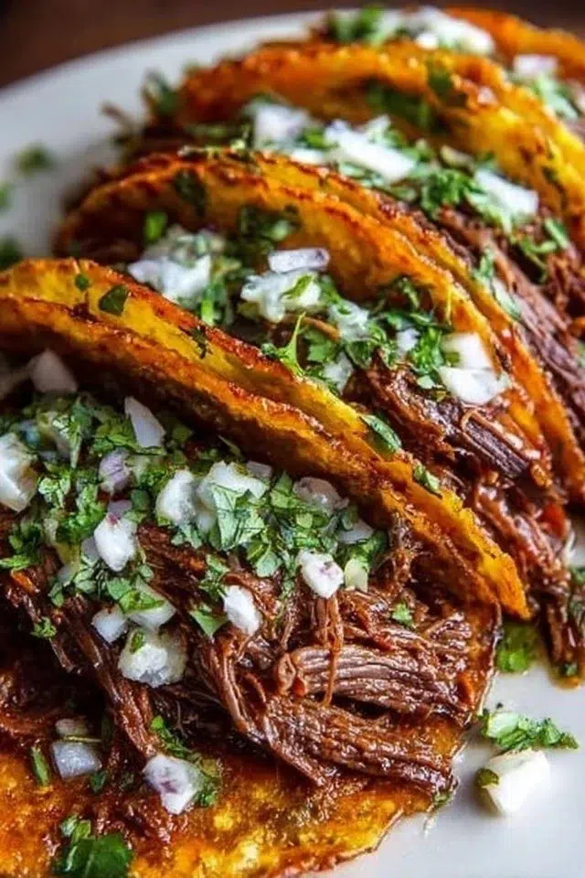 Crock Pot Birria Tacos in English translates to "Slow Cooker Birria Tacos."