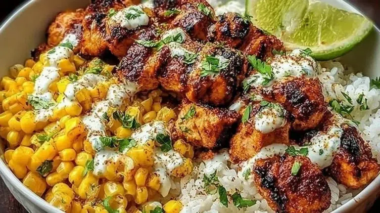 Easy Street Corn Chicken Bowl with vibrant ingredients and toppings
