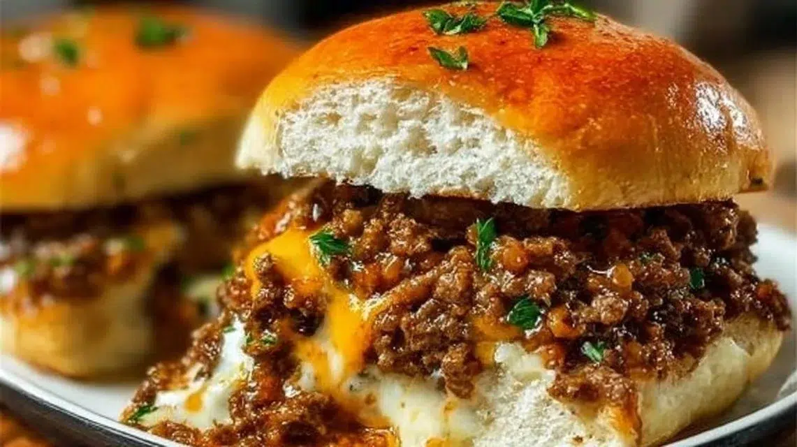 Gordon Ramsay's Philly Cheesesteak Sloppy Joes served on a plate