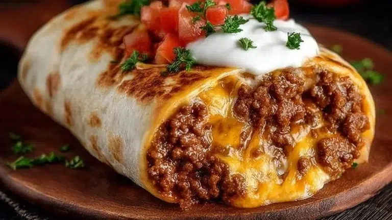 Ground Beef Burritos filled with seasoned beef and wrapped in tortillas