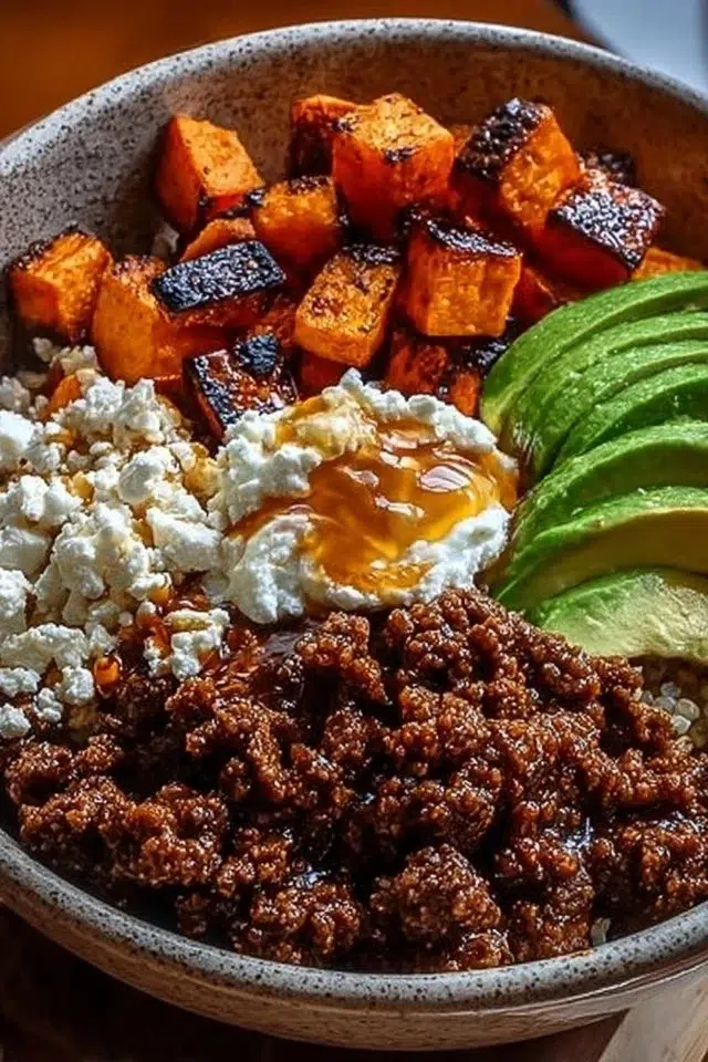 High Protein Hot Honey Beef Bowl