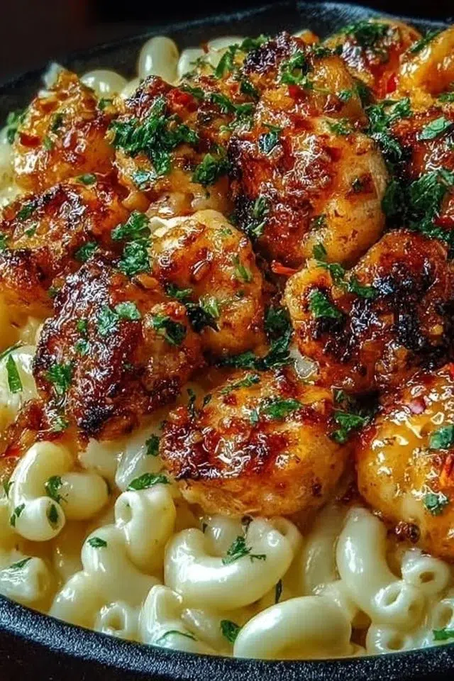 Honey Pepper Chicken with Creamy Mac and Cheese
