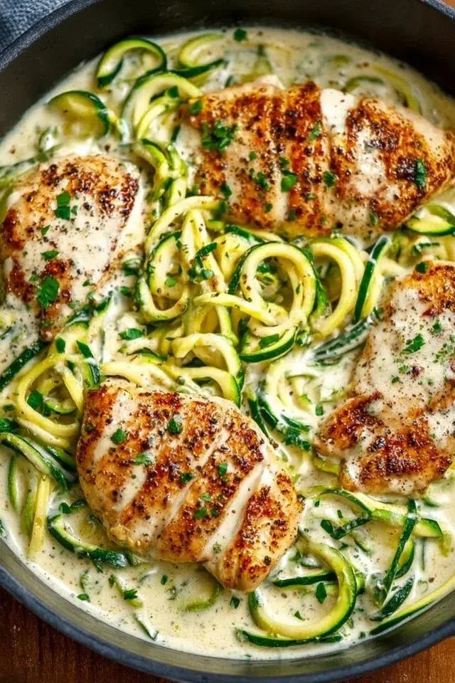 Keto Chicken Alfredo with Zoodles