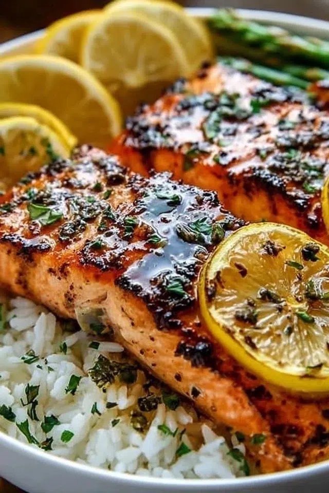 Lemon Butter Salmon Rice Bowls