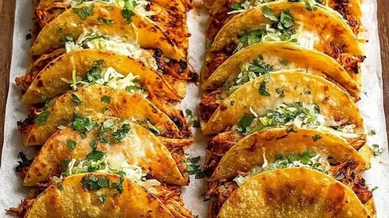 Mini Baked Chicken Tacos served on a plate with fresh toppings