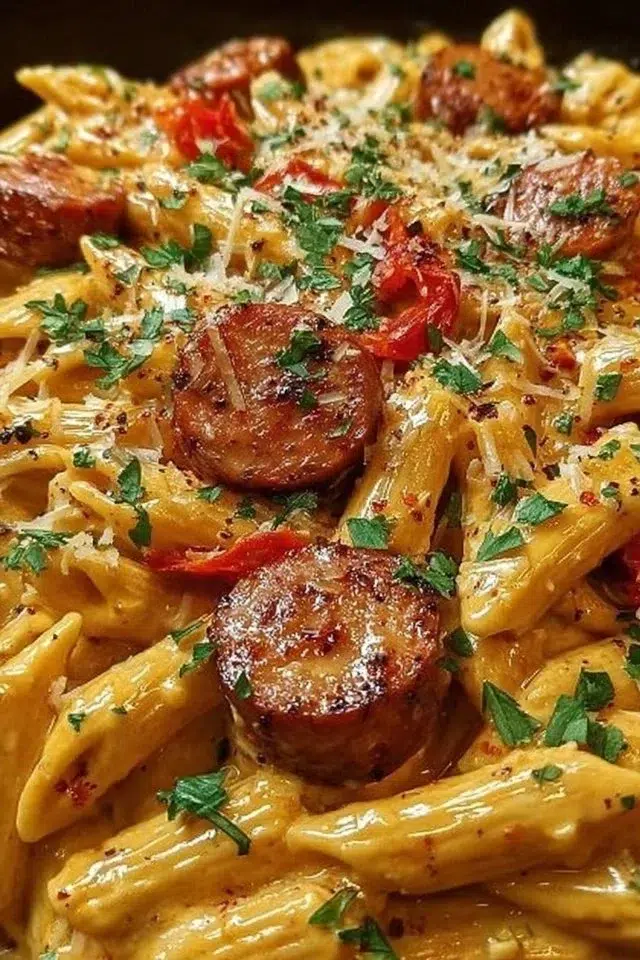 One-Pot Creamy Spicy Cajun Sausage Pasta