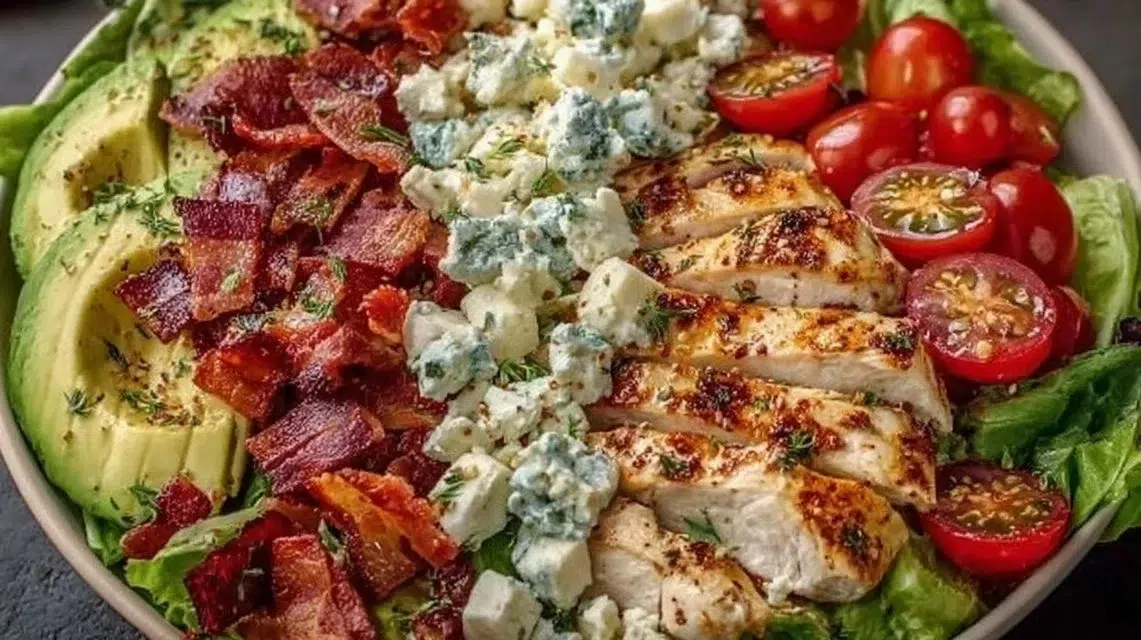 Savory BLT Chicken Salad with fresh ingredients and vibrant colors