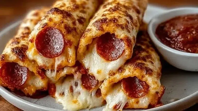 Savory cheesy pepperoni pizza roll ups ready for a quick snack