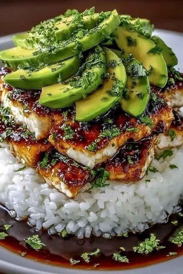 Tangy Honey Lime Chicken & Avocado Rice Stack That Delights