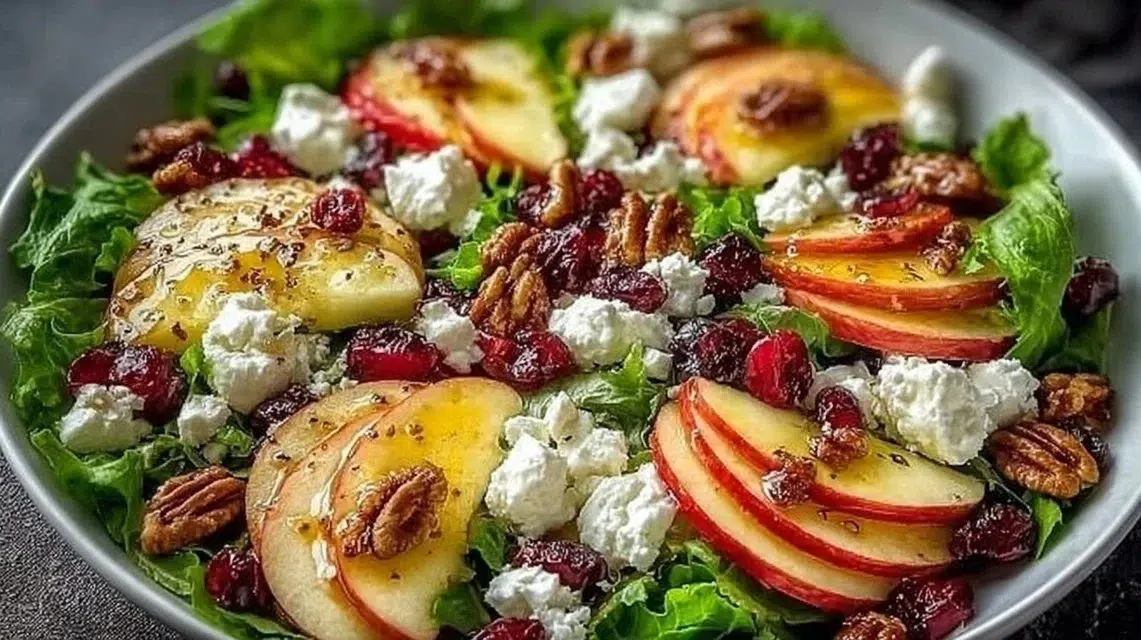 Vibrant Honeycrisp Apple Feta Salad with seasonal ingredients for fall