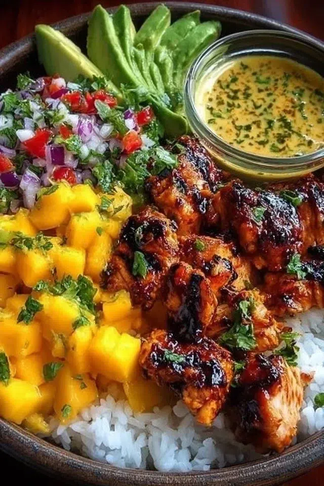 25-Minute BBQ Chicken Mango Bowl That’s Insanely Delicious