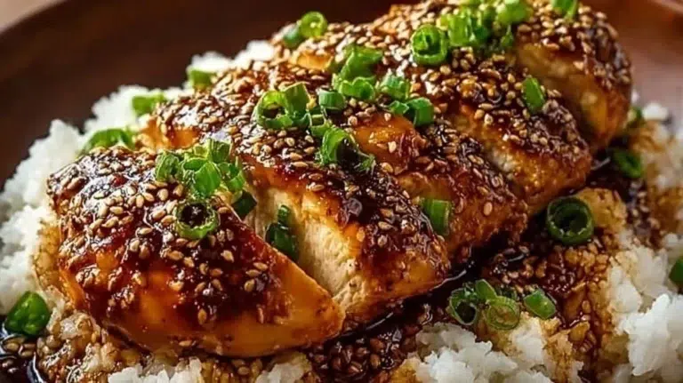 30 Minute Honey Garlic Chicken served on a plate garnished with green onions.