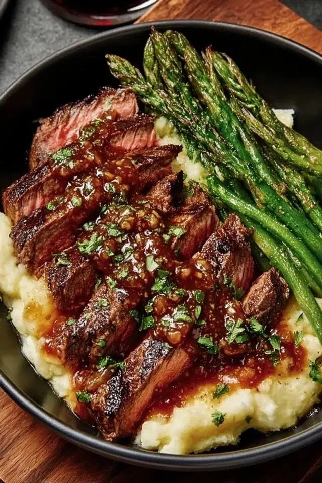 Bavette Steak with Roasted Garlic Pan Sauce