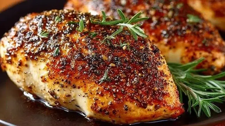 Perfectly roasted chicken breast with herbs and spices