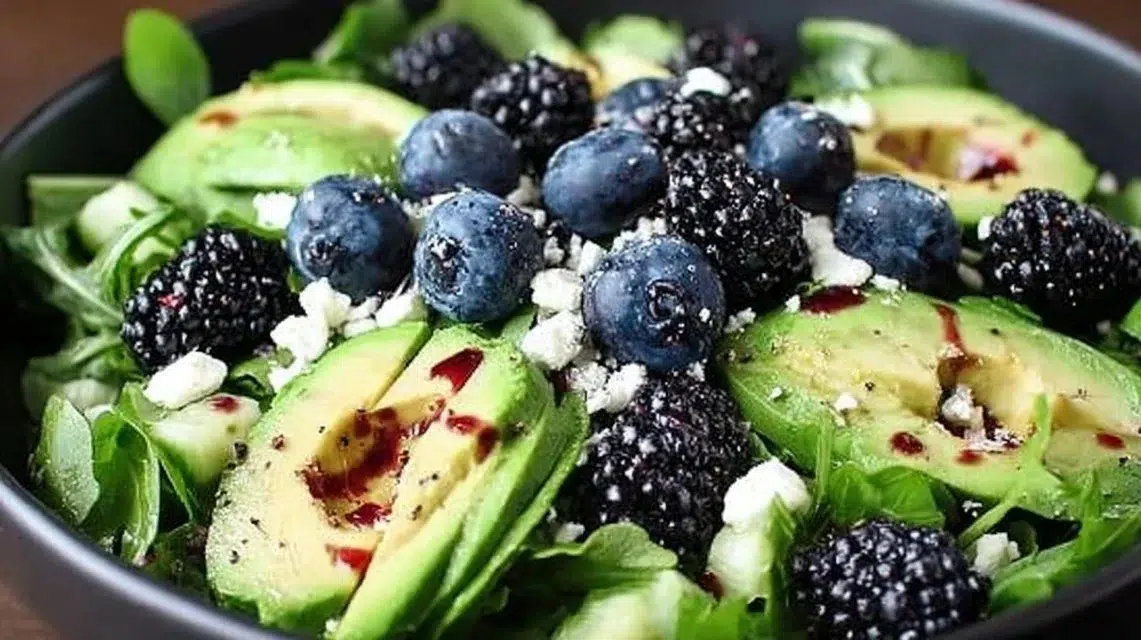 Delicious Blackberry Avocado Salad with fresh ingredients
