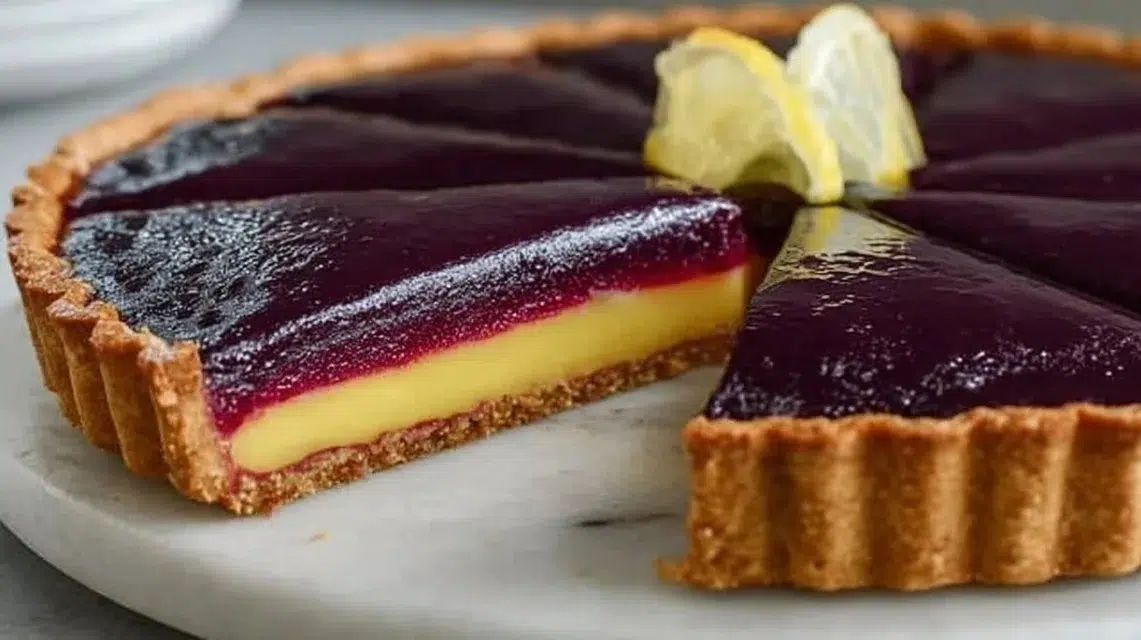 Delicious Blueberry Lemon Curd Tart with fresh blueberries and lemon zest