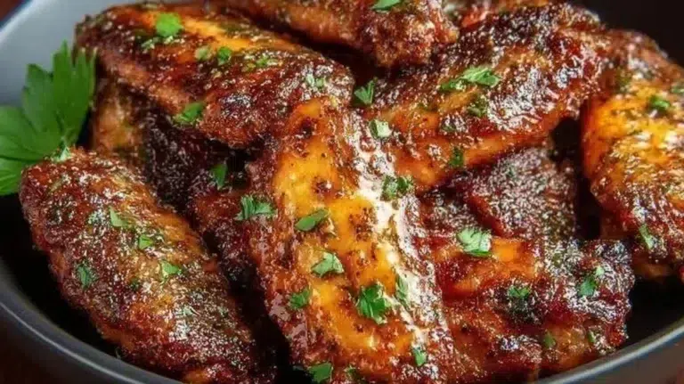 Savory Brown Sugar Cajun Wings garnished and ready to serve
