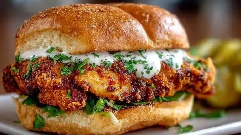 Delicious Cajun Crispy Chicken Sandwich with spicy seasoning and fresh ingredients.