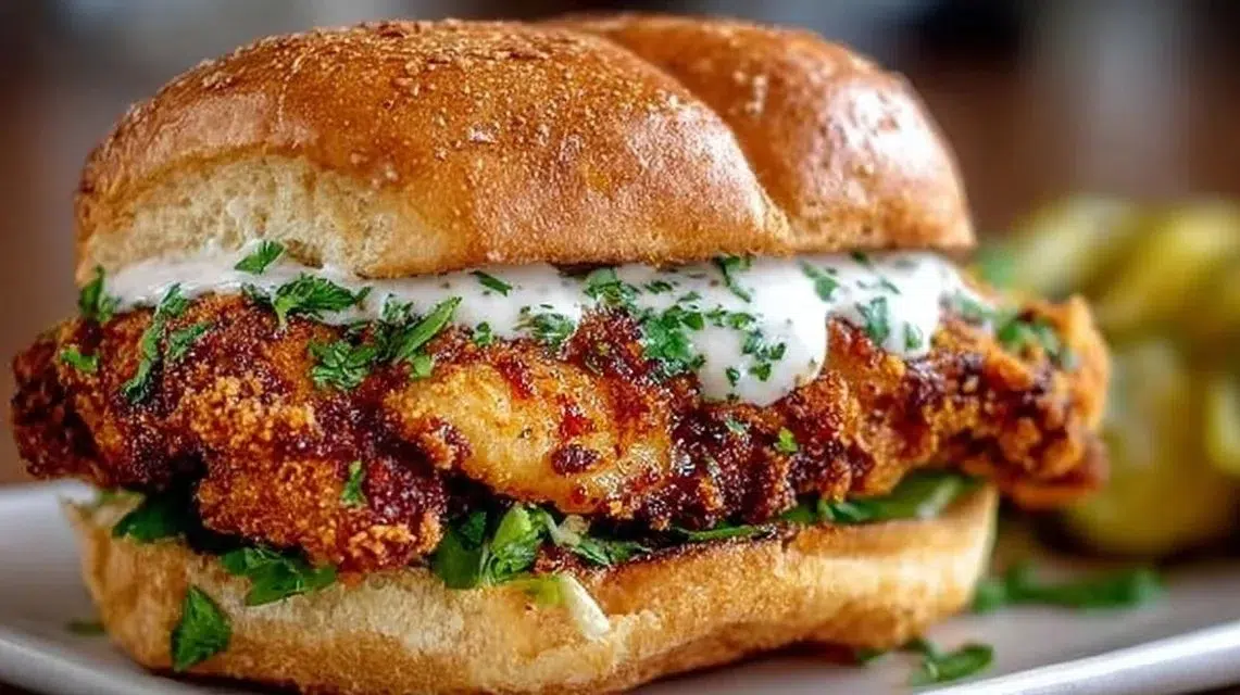 Delicious Cajun Crispy Chicken Sandwich with spicy seasoning and fresh ingredients.