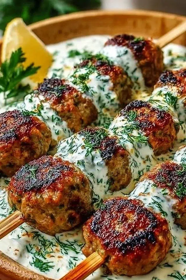 Chicken Kofta Garlic Yogurt Sauce