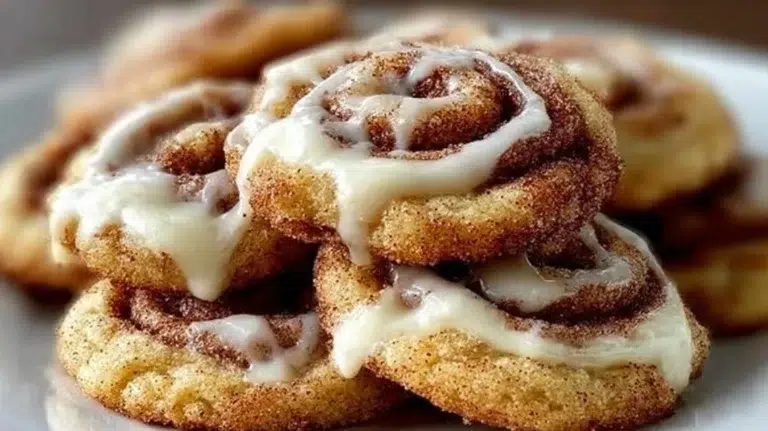 Cinnamon roll cheesecake cookies that melt in your mouth, baked to perfection.