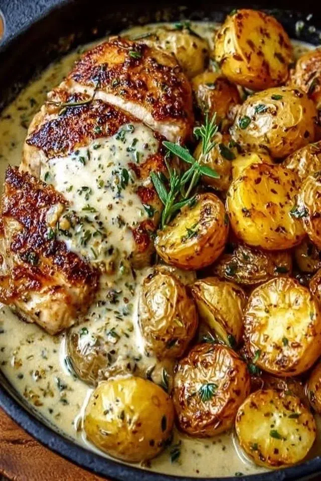 Creamy Garlic Chicken Potatoes