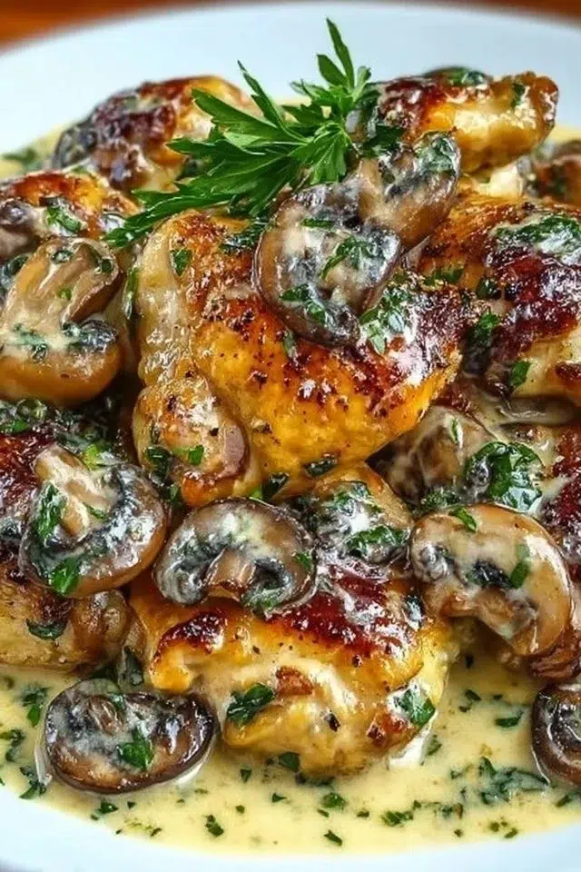 Creamy Garlic Mushroom Chicken Thighs