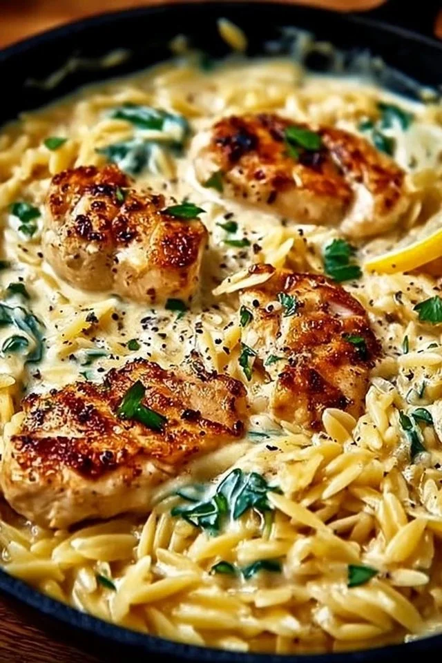 Creamy Lemon Chicken Orzo That Will Brighten Your Dinner Table