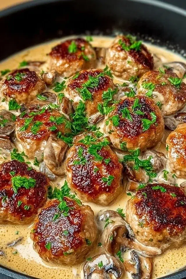 Creamy Mushroom Chicken Meatballs