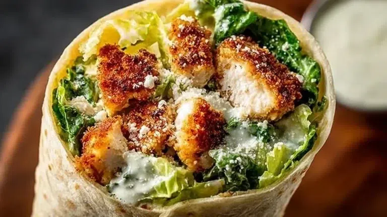 Delicious Crispy Chicken Caesar Wrap with fresh ingredients and creamy dressing