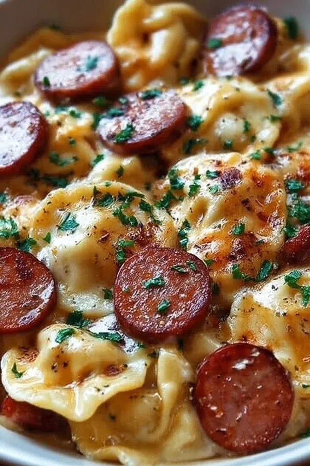 Crock Pot Pierogi Casserole with Kielbasa