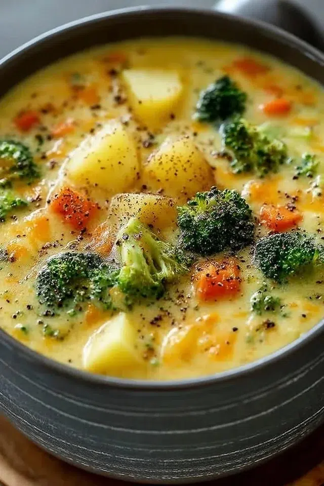 Crockpot Potato Broccoli Cheddar Soup
