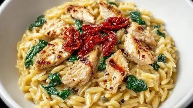 Easy Marry Me Chicken Orzo recipe for busy weeknights.