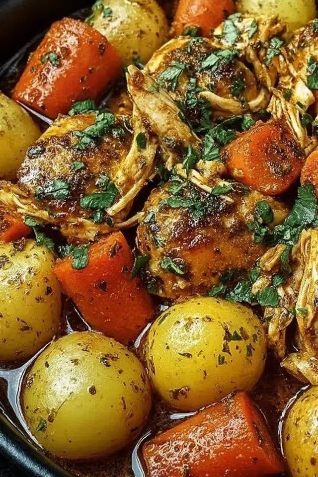 Garlic Butter Chicken with Potatoes and Carrots