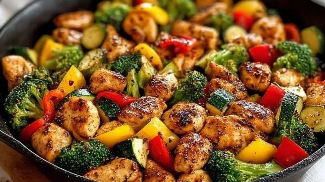 Healthy chicken and vegetables skillet dish for nutritious meals