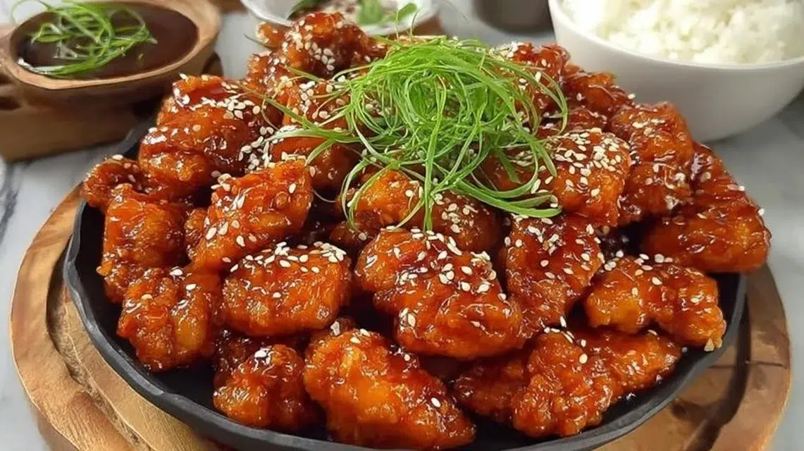 Healthy Korean Fried Chicken with crispy coating and flavorful seasoning